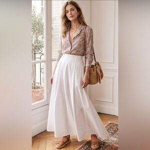 The French Muse Bundle:Vintage DVF Floral Blouse & White Cotton Maxi Skirt. Sz M